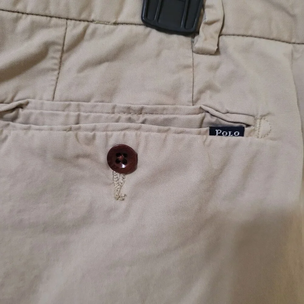 Polo By Ralph Lauren Mens Beige‎ Straight Fit Chinos Pants SZ 42/32 Cotton Blend